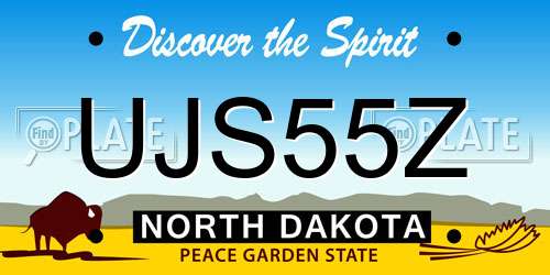 UJS55Z North Dakota License Plate