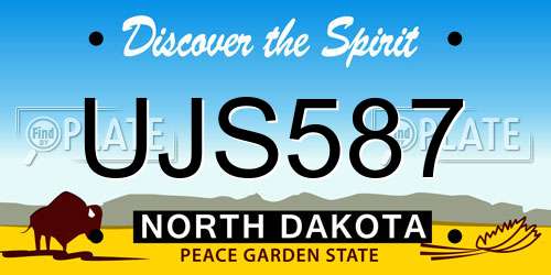 UJS587 North Dakota License Plate