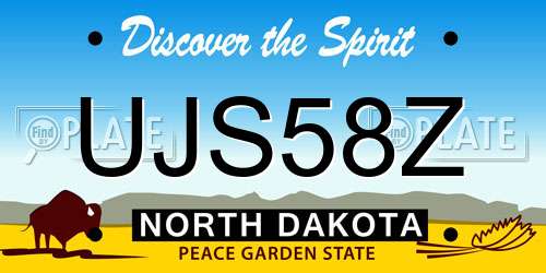 UJS58Z North Dakota License Plate