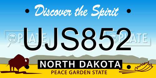 UJS852 North Dakota License Plate