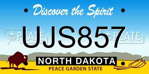 UJS857 North Dakota License Plate