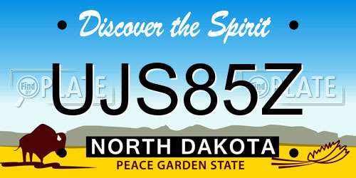 UJS85Z North Dakota License Plate