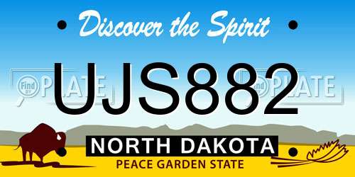 UJS882 North Dakota License Plate