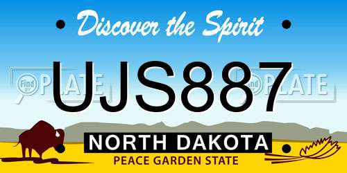 UJS887 North Dakota License Plate