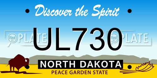 UL730 North Dakota License Plate