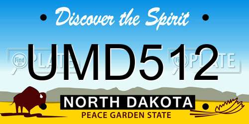 UMD512 North Dakota License Plate