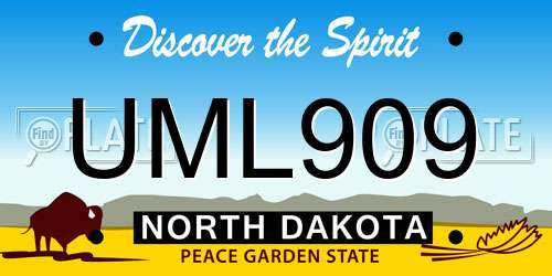 UML909 North Dakota License Plate