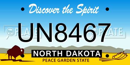 UN8467 North Dakota License Plate