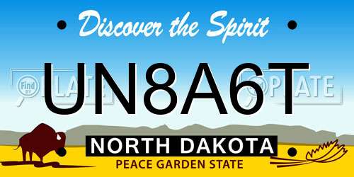 UN8A6T North Dakota License Plate