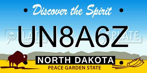 UN8A6Z North Dakota License Plate