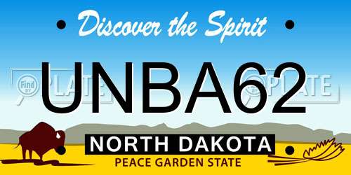 UNBA62 North Dakota License Plate