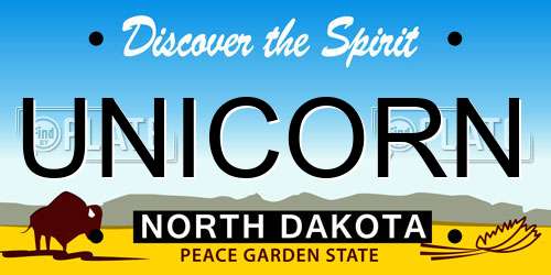 UNICORN North Dakota License Plate