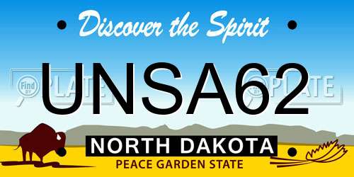 UNSA62 North Dakota License Plate