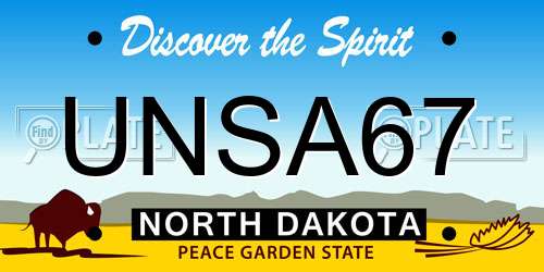 UNSA67 North Dakota License Plate