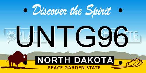 UNTG96 North Dakota License Plate