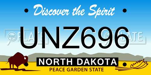 UNZ696 North Dakota License Plate