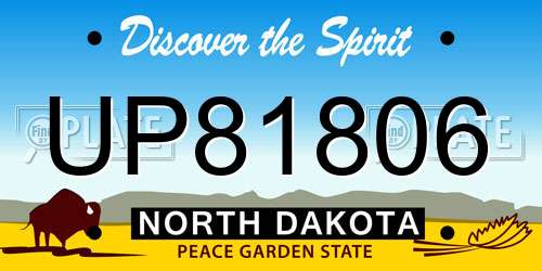 UP81806 North Dakota License Plate
