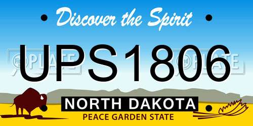 UPS1806 North Dakota License Plate
