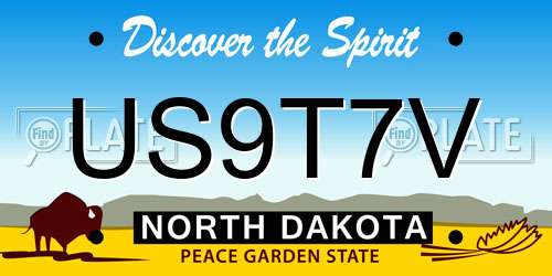 US9T7V North Dakota License Plate