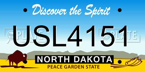 USL4151 North Dakota License Plate