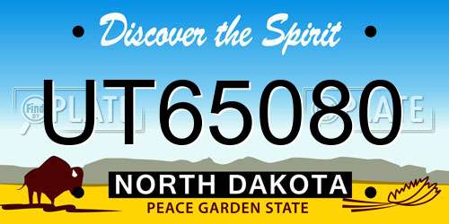 UT65080 North Dakota License Plate