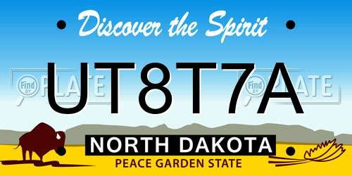 UT8T7A North Dakota License Plate