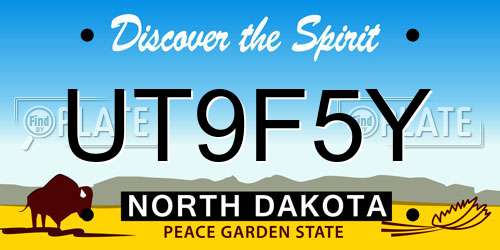 UT9F5Y North Dakota License Plate