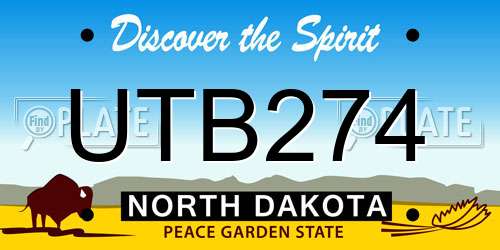 UTB274 North Dakota License Plate