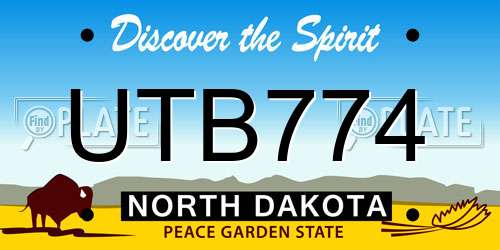 UTB774 North Dakota License Plate