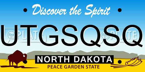 UTGSQSQ North Dakota License Plate