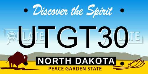 UTGT30 North Dakota License Plate