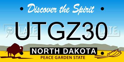 UTGZ30 North Dakota License Plate