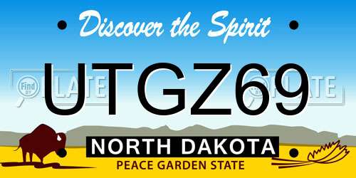 UTGZ69 North Dakota License Plate