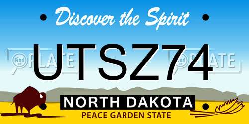 UTSZ74 North Dakota License Plate
