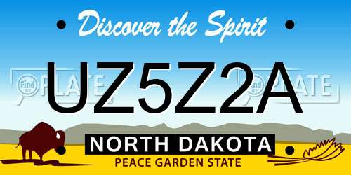 UZ5Z2A North Dakota License Plate