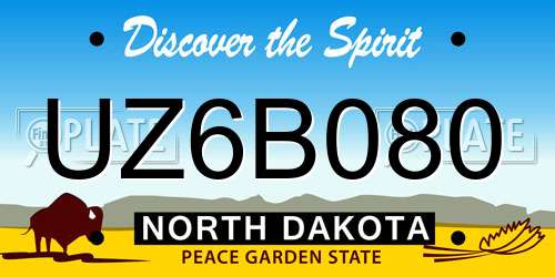 UZ6B080 North Dakota License Plate
