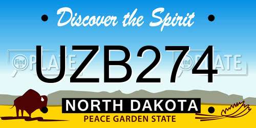 UZB274 North Dakota License Plate