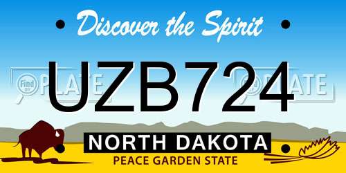 UZB724 North Dakota License Plate