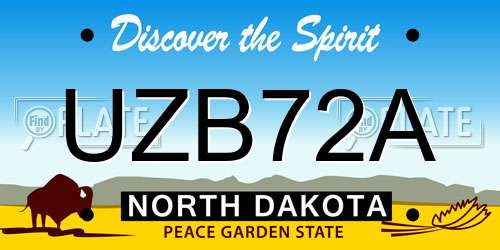 UZB72A North Dakota License Plate