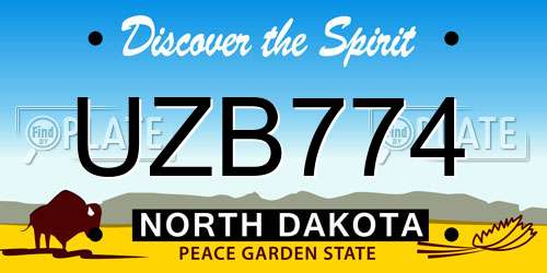 UZB774 North Dakota License Plate