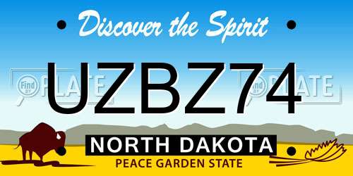 UZBZ74 North Dakota License Plate