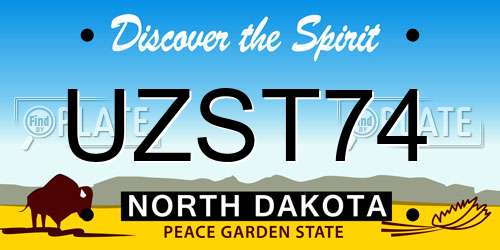 UZST74 North Dakota License Plate