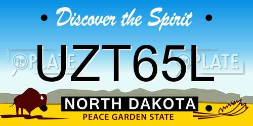 UZT65L North Dakota License Plate