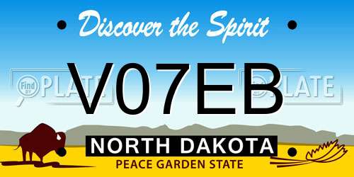 V07EB North Dakota License Plate