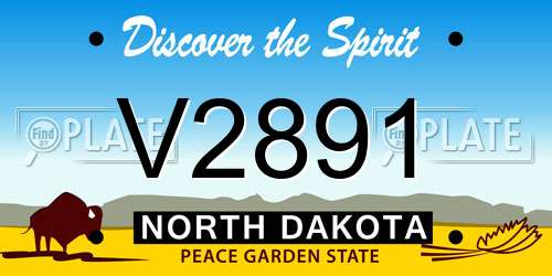 V2891 North Dakota License Plate