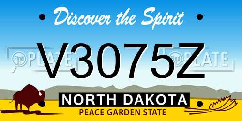 V3075Z North Dakota License Plate