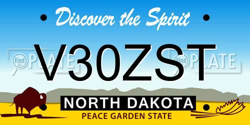 V30ZST North Dakota License Plate