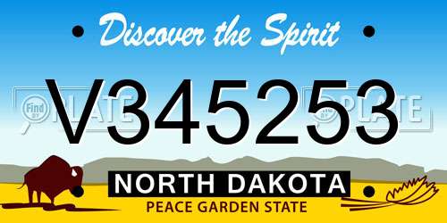 V345253 North Dakota License Plate