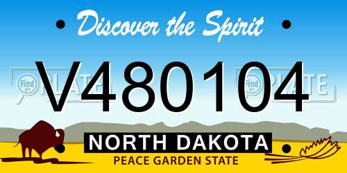 V480104 North Dakota License Plate