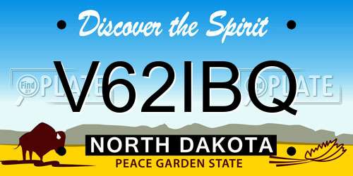 V62IBQ North Dakota License Plate